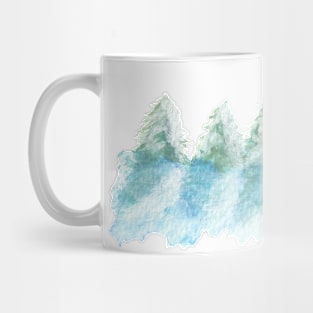 Peaceful Snow Winter Forest Watercolor Drawing Mug